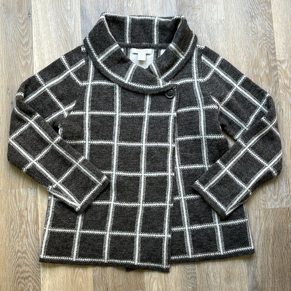 Ellen Tracy Wool Blend Cardigan Wrap Sweater Gray size Large cozy warm classic - Picture 1 of 12